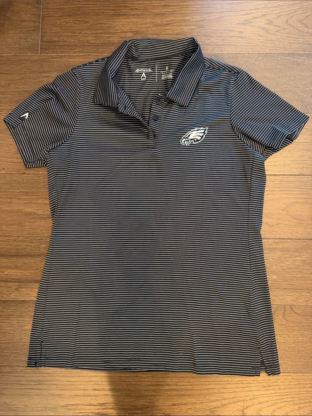 Antigua Philadelphia Eagles Striped Polo - Black & White - Small - C54-042